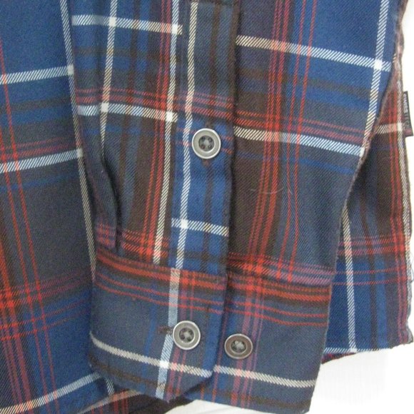 Swiss Tech Mens Plaid Shirt sz L (42-44) Rust Brown Dark Blue - Picture 3 of 10